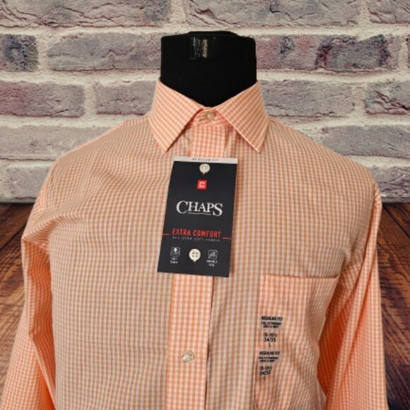 CHAPS WRINKLE FREE REGULAR FIT MEN LONG SLEEVE DRESS SHIRT - SIZE L (16-16 1/2) - Picture 4 of 6